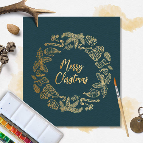 Green Watercolor Christmas Card