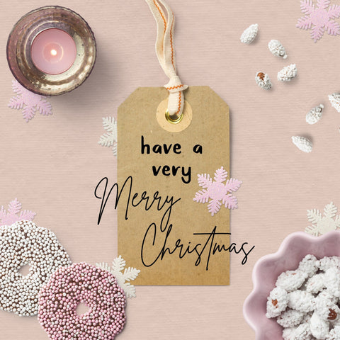 Pastel Pink Labeled Christmas Card