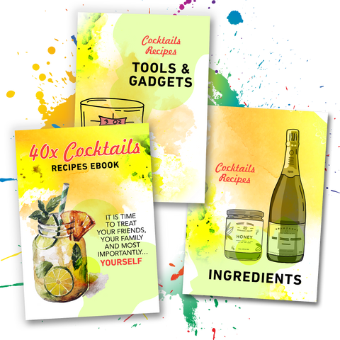 BUNDLE: 40x Cocktail Recipes! Ebook, Cocktail Recipe! Ingredients Ebook and the Cocktail Recipe! Tools and Gadgets Ebook